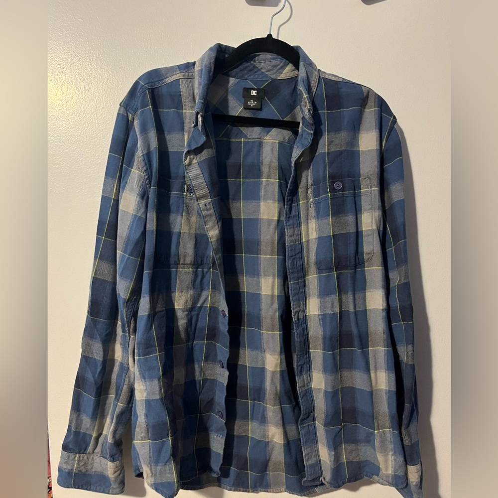 DC Blue Plaid Button-Up Shirt
